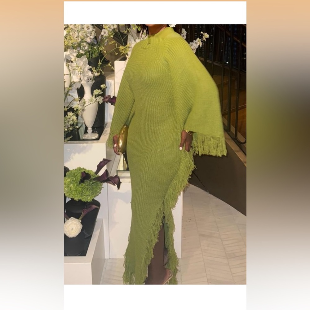 Fashion Nova Green Fringe Dress
